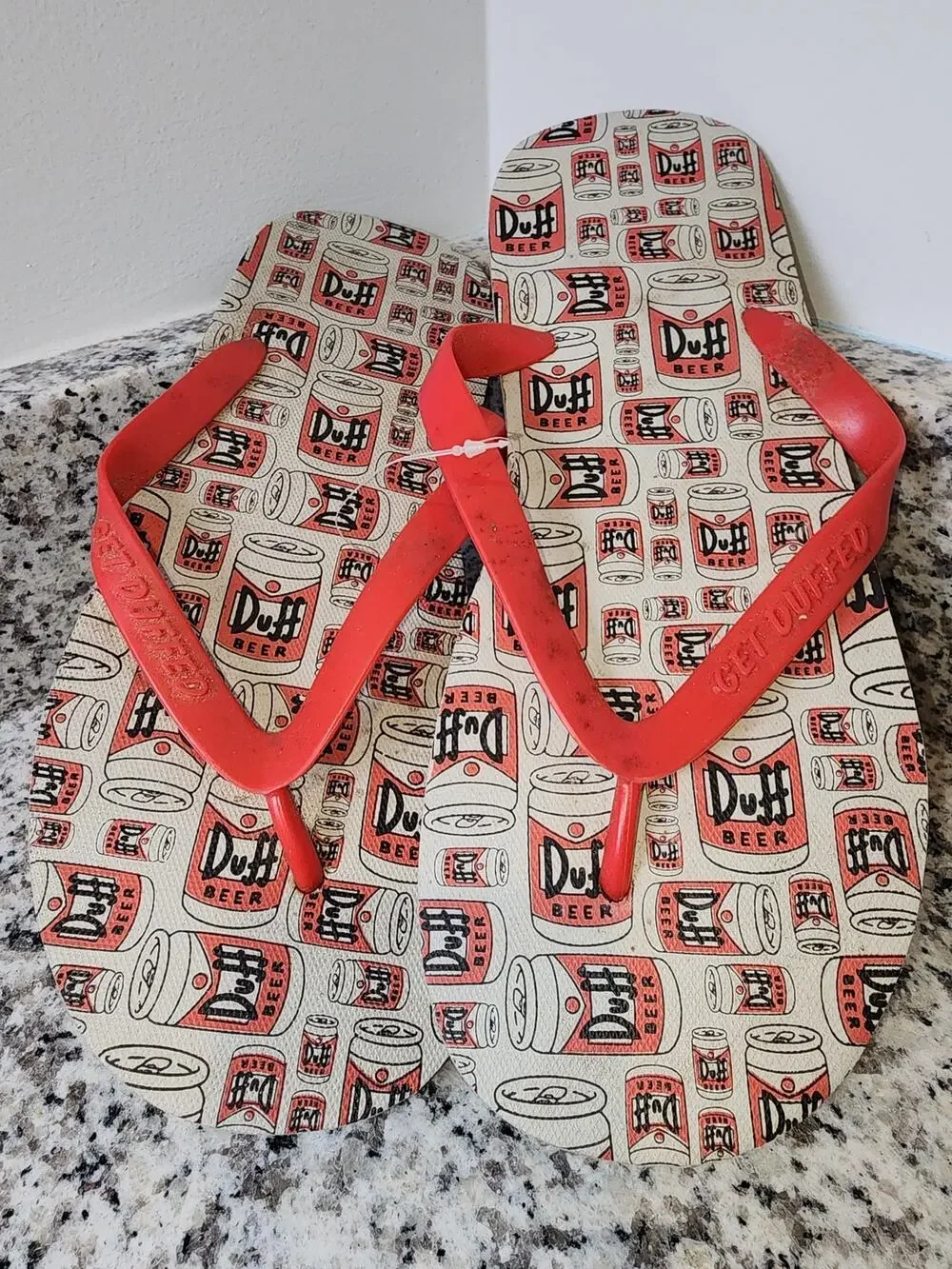 The Simpsons  Duff Beer Flip Flops Sandals Size M  11/12 W 13-14Rare